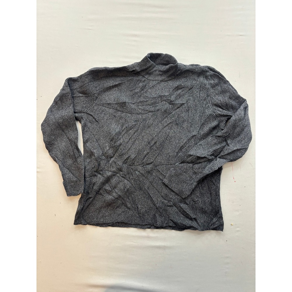 Karen Scott Womens Large Gray Ribbed Mock Neck Long Sleeve Knit Sweater L